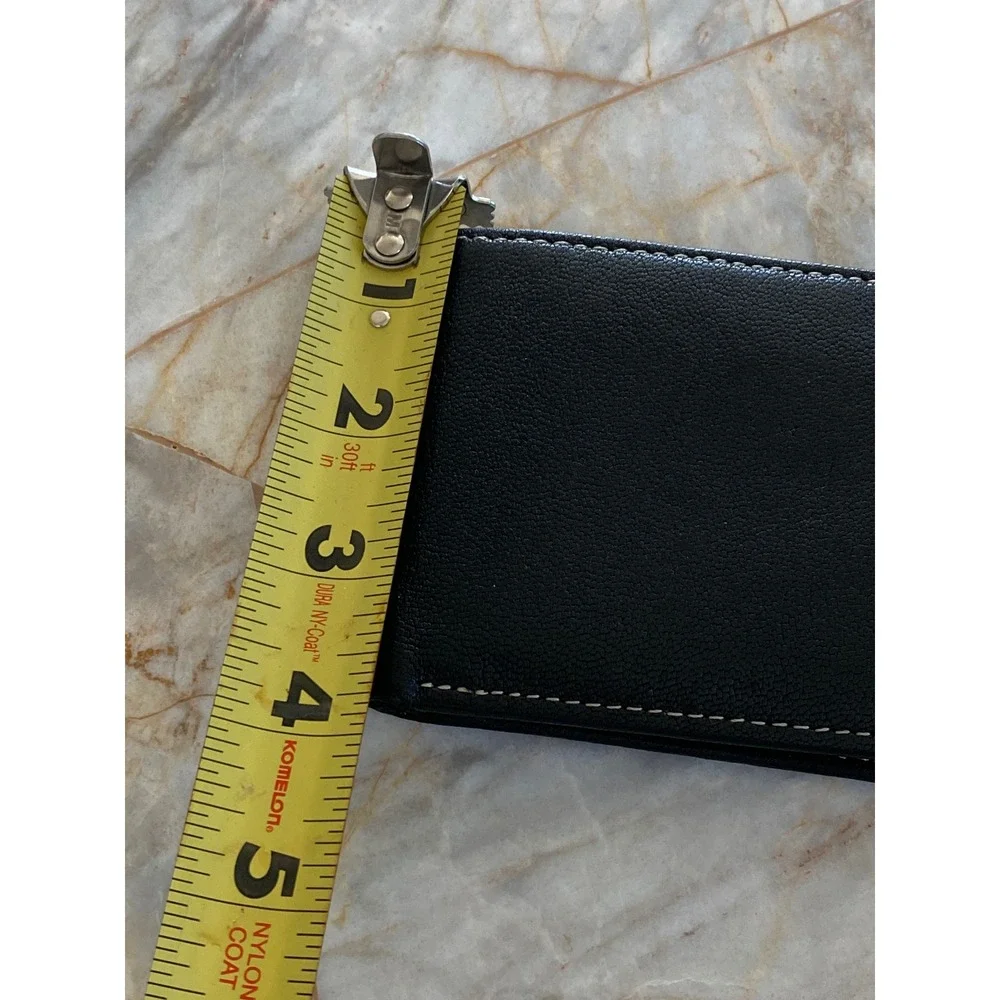 Timberland Mens Black Leather Bifold Wallet Contrast Stitch Embossed Tree Logo